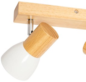Plafonieră cu spoturi din lemn și alb, ajustabilă, cu 2 lumini - Thorin