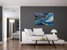 Tablou - Marmură abstractă albastru-aurie (90x60 cm)