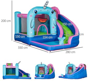 Castel gonflabil pentru copii Outsunny cu geanta de transport 3,3x2,8x2m | Aosom RO