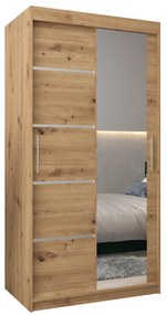 Dulap de haine 100 cm cu oglindă Verika 2 100 (stejar artisan). 1063756