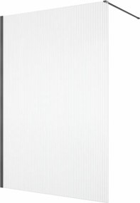 Paravan dus cu sticla riflata walk-in 100x200 cm, gun metal periat, sticla 8 mm, Ronal Lina 1000x2000 mm, Gun metal periat