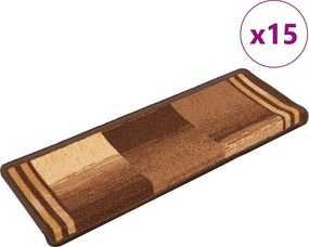 vidaXL Covorașe scări, autoadezive, 15 buc., maro, 65x21x4 cm