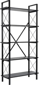 Etajera ELYSIAN, negru, PAL/metal, 90x34x180 cm