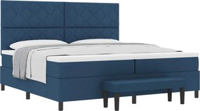 vidaXL Pat cu arcuri cu saltea albastru 200 x 200 cm țesătură