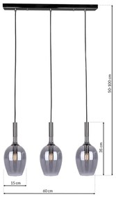 Lustră pe cablu LUGANO 3xE14/40W/230V gri