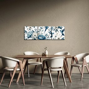 Tablou - Colibri cu flori (cu ceas) (90x30 cm)