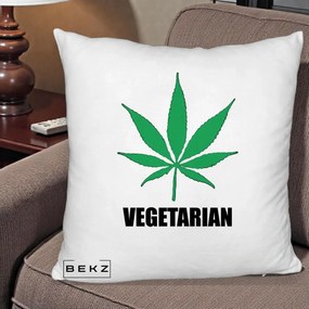 Perna Decorativa Vegetarian cu Frunza, 40x40 cm, Alb Pufos, Husa Detasabila, Perna Inclusa, BEKZ®