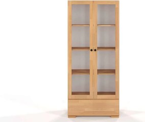 Vitrină lemn masiv TerraCraft Fag 1 Sertar, 80 × 38 × 182 cm - Natural