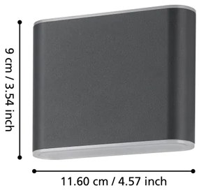 Aplică LED de exterior Eglo 901025 GRUTTI 2xLED/2,9W/230V IP65