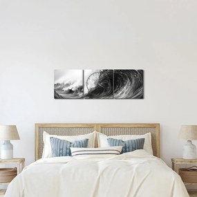 Tablou - Pictura valurilor (cu ceas) (90x30 cm)
