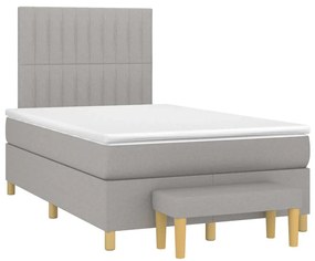 vidaXL Pat box spring cu saltea, gri deschis, 120x190 cm, textil