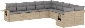 vidaXL Set canapele de grădină cu perne, 10 piese, bej, poliratan