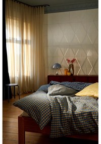 Lenjerie de pat albă/albastru-închis din țesătură crep pentru pat de o persoană 140x200 cm Bæk&amp;Bølge – JUNA