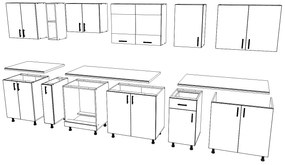 Set Bucatarie Karo haaus V32, Antracit/Alb, Blat Thermo 28 mm, L 340 cm