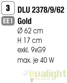 Plafoniera eleganta cristal K9 diam. 62cm Gloria DLU 2378/9/62 gold OR