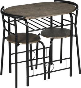 HOMCOM Set bistrou 3 piese, 1 masă, 2 scaune, 80 cm x 53 cm x 74,5 cm, Negru | Aosom Romania