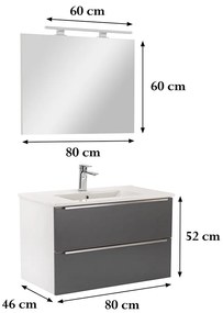 Mobilier complet de baie Vario Trim 80 alb-antracit