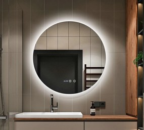 Oglindă Baie LED și Dezaburire Elit's Premium cu Senzor Touch, Lumina Rece, Caldă și Neutră, 70 cm, lumina ambientala spate