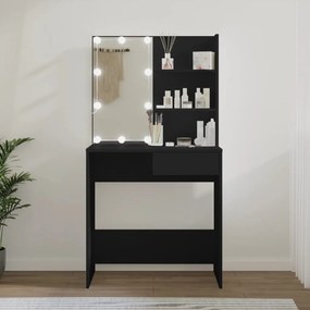 833288 vidaXL Masă de toaletă cu LED, negru, 74,5x40x141 cm