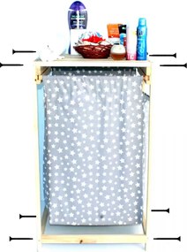 Cos de rufe din lemn cu un compariment textil Homs 50 x 44 x 85 cm