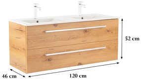 Dulap inferior Vario Clam 120 cu lavoar stejar-stejar