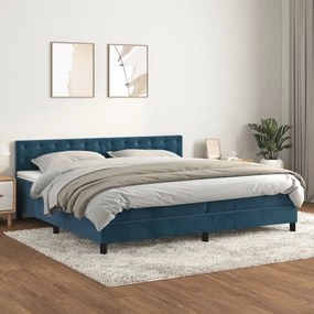 3141567 vidaXL Pat box spring cu saltea, albastru închis, 200x200 cm, catifea