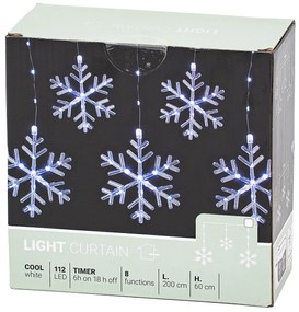 Ghirlandă luminoasă pentru exterior Snowflakes,200x60cm, LED, alb rece, temporizator, 8 funcții, 200 cm
