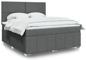 vidaXL Pat box spring cu saltea, gri închis, 180x200 cm, textil