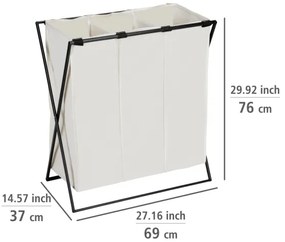 WENKO 71298800 - Coș pentru rufe TRIO, 69 x 76 cm, crem/negru