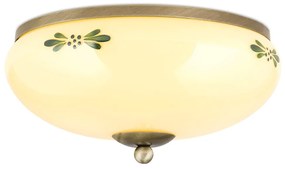 Plafoniera clasica Landhaus 28cm alama satin/ sticla champagne decor verde