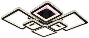Lustra LED Cu Telecomanda, Elit's Cristal, 4-2 Patrate, Negru, 292 W, RGB