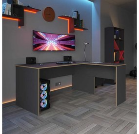 Masă PC de colț Raven (antracit + stejar) . 1109410