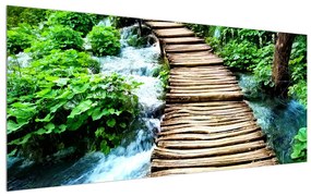 Tablou cu drum din lemn este râu (120x50 cm), în 40 de alte dimensiuni noi