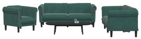 vidaXL Set de canapele, 3 piese, verde închis, catifea