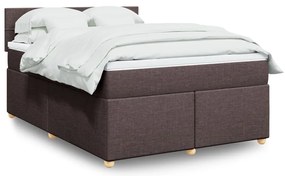 vidaXL Pat box spring cu saltea, maro închis, 140x200 cm, textil