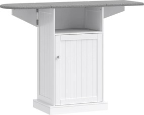 HOMCOM Dulap Compact cu Masă de Călcat Pliabilă pe Roți cu Raft Deschis și Dulap, 121x37x89 cm, Alb și Gri | Aosom Romania