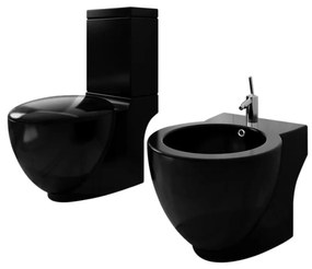 Set de toaleta  bideu, negru, ceramica