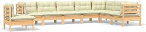vidaXL Set mobilier de grădină cu perne crem, 8 piese, lemn masiv pin