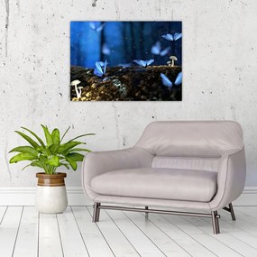 Tablou pe sticlă cu fluturi alabstre (70x50 cm)