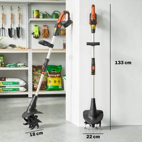 Outsunny Motosapă Fără Fir 18V, Lățime de Lucru 20cm, Adâncime 18cm, 4 Lame, Mâner Reglabil, pentru Grădină și Terenuri, Bateria și Încărcătorul Nu Sunt Incluse | Aosom Romania