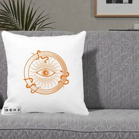Perna Personalizata Ochiul Providentei Mistic Orange, 40x40 cm, Alba Mata, Husa Detasabila, Perna Inclusa, BEKZ®
