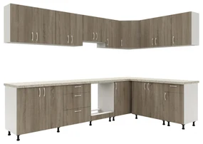 Corp Baza haaus, 3 Sertare, Stejar Sonoma Inchis/Alb, 60 x 50 x 80 cm