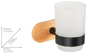 Suport pentru periuța de dinți negru/în culoare naturală autoadeziv din sticlă Orea Bamboo – Wenko