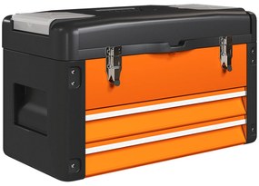 HOMCOM Cutie de scule goală, 49,7 x 25,3 x 28,9 cm Cufăr de scule cu sertar, Mini-cutie Oțel Portocaliu | Aosom Romania