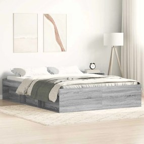 vidaXL Cadru de pat King Size, sonoma gri, 150x200 cm