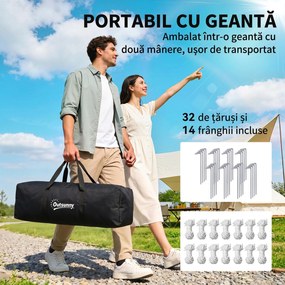 Outsunny Cort Camping 4-5 Persoane 2 Camere Familie Impermeabil Baldachin 590x245x193cm Gri | Aosom Romania