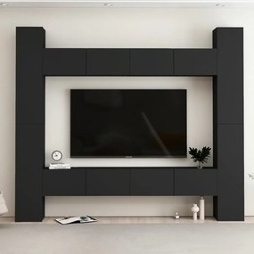 3078756 vidaXL Set dulapuri TV, 8 piese, negru, lemn prelucrat