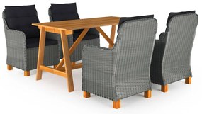 vidaXL Set de masă pentru grădină, 5 piese, gri deschis