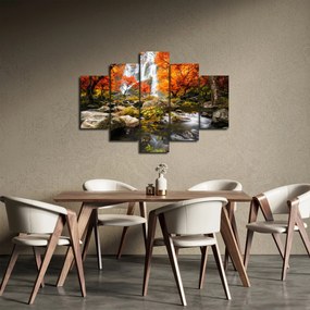 Tablou - Cascade în peisaj de toamnă, portocaliu (150x105 cm)