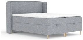 Pat boxspring gri cu spațiu de depozitare 160x200 cm Monpelli – Maison de Rêve